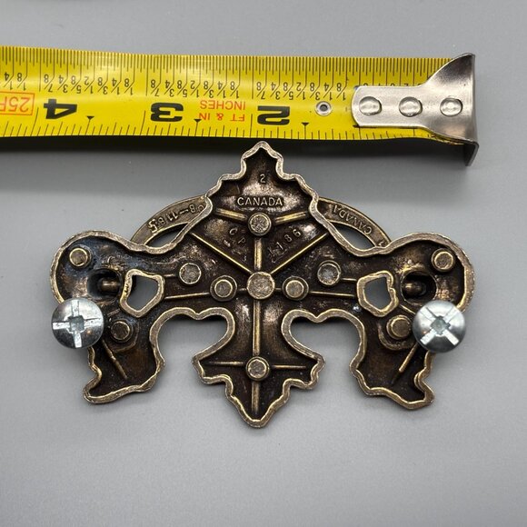 Vintage Brass Chippendale Style Drawer Pull With Swing Handle Made In Canada - Picture 7 of 8